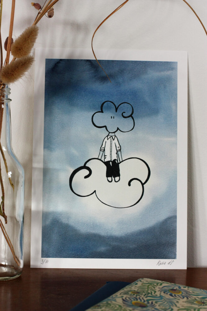 la tête dans les nuages, illustration de Katia dS manufacture